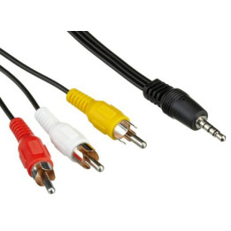 AV-Cable 3,5mm to RCA, 120cm Video/Audio-L/Audio-R - short...