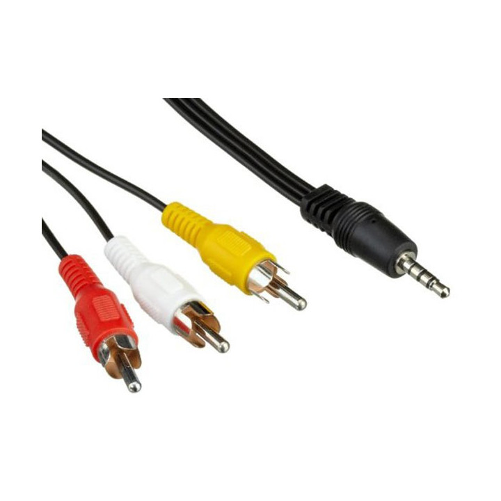 AV-Cable 3,5mm to RCA, 120cm Video/Audio-L/Audio-R - short...