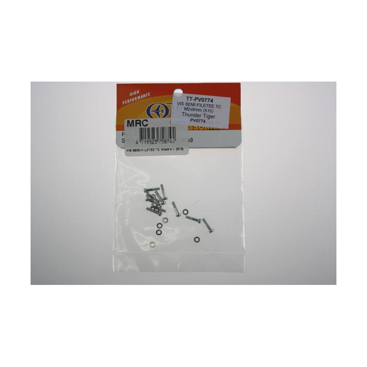TT-PV0774 - VIS SEMI-FILETEE TC M2x9mm (X10) (PV0774) Thunder Tiger