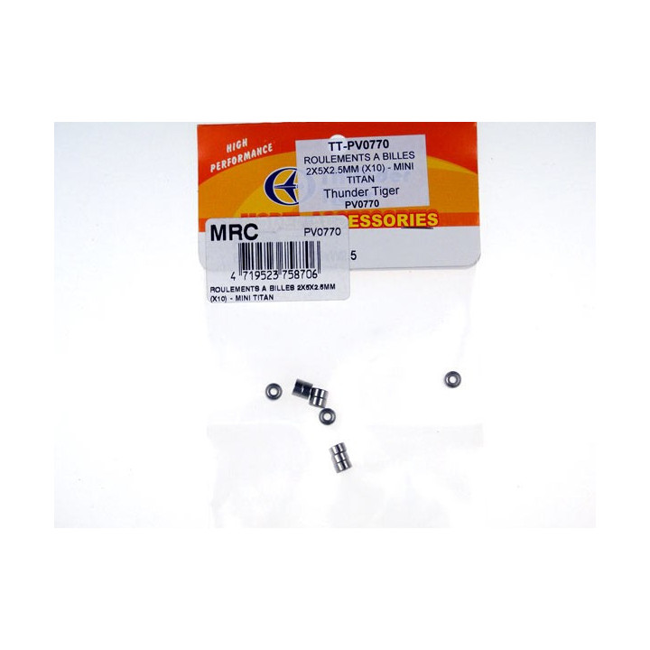 TT-PV0770 - ROULEMENTS A BILLES 2X5X2.5MM (X10) - MINI TITAN (PV0770) Thunder Tiger