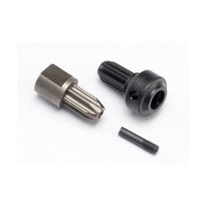 TX-6888 - Drive hub, center, rear (1)/ front (1)/screw pin (6888) Traxxas