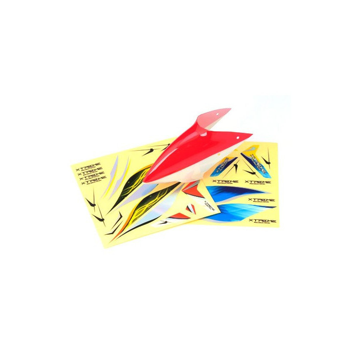 MCPX012-R - Pre-Painted Canopy (Type B) MCPX -RED (w/ Tail Fin Sticker) Xtreme