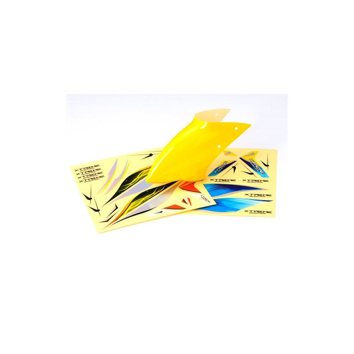 MCPX012-Y - Pre-Painted Canopy (Type B) MCPX -YELLOW (w/ Tail Fin Sticker) Xtreme