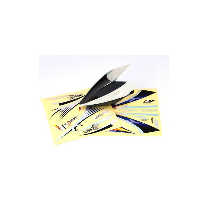 MCPX013-K - Pre-Painted Canopy (Type A) MCPX -BLACK (w/ Tail Fin Sticker) Xtreme