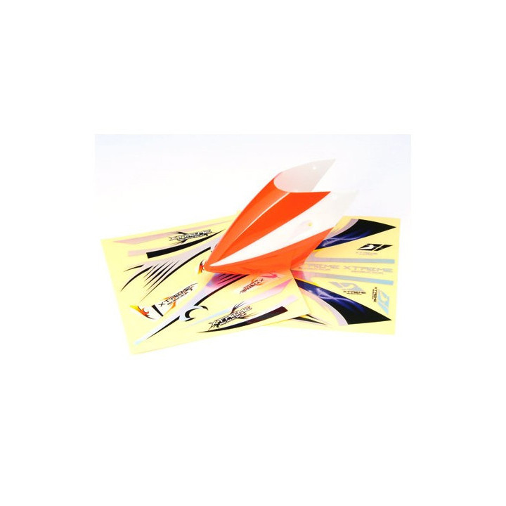 MCPX013-O - Pre-Painted Canopy (Type A) MCPX -ORANGE (w/ Tail Fin Sticker) Xtreme