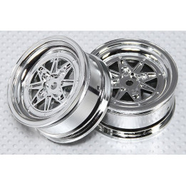 DT-RETRO7SPOKE - 1:10 Scale Wheel Set (2pcs) Chrome Retro 7-Spoke RC Car 26mm (No Offset)