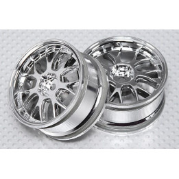 DT-Y7SPOKE - 1:10 Scale Wheel Set (2pcs) Chrome 'Y' 7-Spoke RC Car 26mm (No Offset)