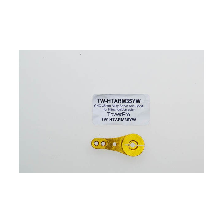 TW-HTARM35YW - CNC 35mm Alloy Servo Arm Short (for Hitec) golden color TowerPro