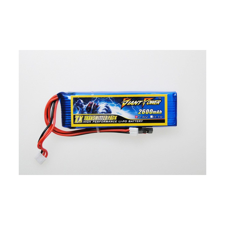 GN-LP2S2600-TX - Giant Power battery LIPO 2600mAh 7.4V TX (17x31x100mm) (GN-LP2S2600-TX) Giant Power