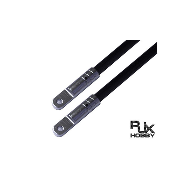 RJ-HA013S - Carbone fibre Tail boom brace (x2) 6x4x460mm With 4pcs metal parts (Silver) 600 (HA013S) RJX Hobby