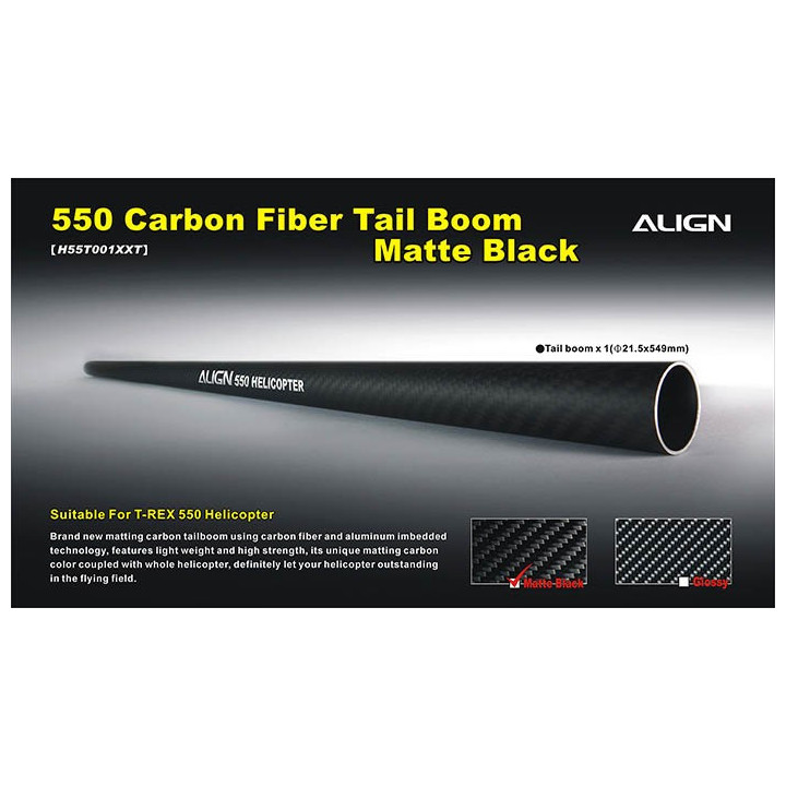 550 Carbon Fiber Tail Boom-Matte Black...