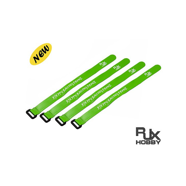 RJ-RJX1146-RJX Anti Glissement en silicone Velcro Battery Straps Green (300X20mmx4pcs)