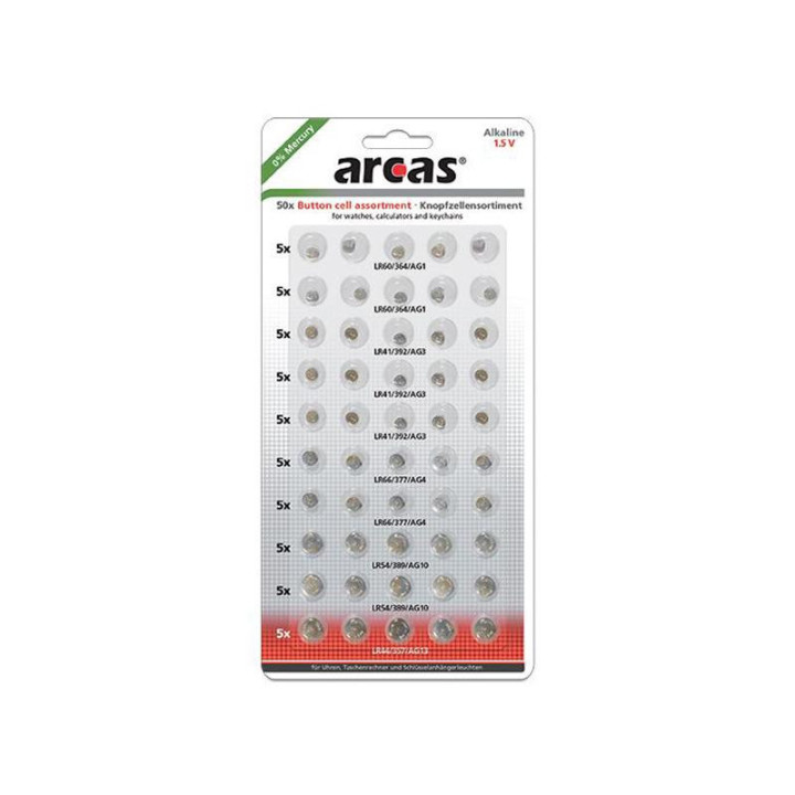 DT-12755000-Pack de 50 piles bouton AG1-AG13 0% Mercury/Hg