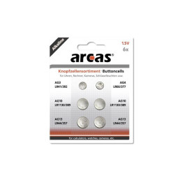 DT-12750600-Pack de 6 piles bouton Arcas AG3-AG13 0% Mercury/Hg