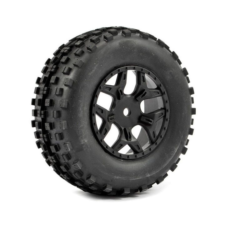 FAST1105B-FASTRAX 1:10 SC ROCK BLOCK MTD 5-SPOKE BLACK (SLASH FR)