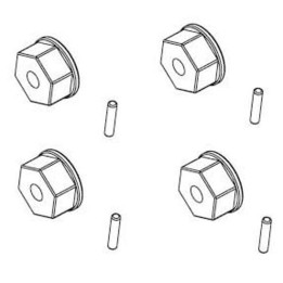 RS-RC903-012-HEXAGONES DE ROUES+GOUPILLES(2X10) 4PCS - RC701GR/701G/RC706T/RC909T (RC903-012)