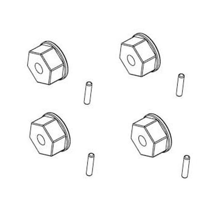 RS-RC903-012-HEXAGONES DE ROUES+GOUPILLES(2X10) 4PCS - RC701GR/701G/RC706T/RC909T (RC903-012)